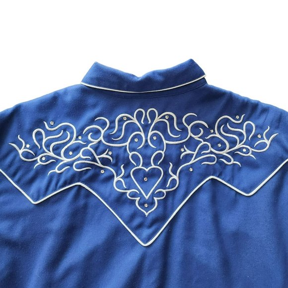 Women's Scully Western Blue Snap button Shirt XXL - Picture 6 of 16